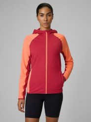 4F Bluza trekkingowa slim z kapturem damska - czerwona L. Czerwone bluzy 4f, l, bez wzorów, z kapturem. Za 249.99 zł.