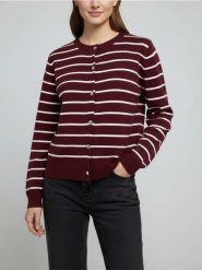 Kardigan z guzikami w paski - bordowy. Czerwone kardigany Sinsay, l, bez wzorów. Za 49.99 zł.