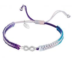 Bransoletka z elementami srebra i cyrkoniami z efektem Tie Dye - nieskończoność. Bransoletki Apart, z cyrkonią, srebrne. W wyprzedaży za 93.80 zł.