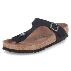 Japonki damskie Birkenstock Gizeh BS. Czarne klapki Birkenstock, bez wzorów, z materiału, bez obcasa. Za 359.00 zł.