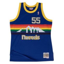 Koszulka NBA Denver Nuggets Dikembe Mutombo. Niebieskie bluzki Mitchell & Ness, bez wzorów, sportowe, bez kołnierzyka, bez ramiączek. W wyprzedaży za 421.50 zł.