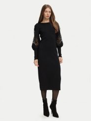 Luisa Spagnoli Sukienka dzianinowa Madelin 100602 Czarny Slim Fit. Czarne sukienki LUISA SPAGNOLI, s, bez wzorów, z dzianiny, bez kołnierzyka, bez ramiączek. Za 2,189.00 zł.