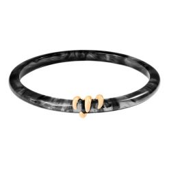 Bransoletka Forza z czarnej żywicy, pozłacana. Czarne bransoletki Lilou, pozłacane. Za 189.00 zł.
