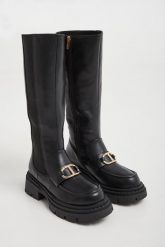 Kozaki damskie skórzane TWINSET. Kozaki Twinset Milano, bez obcasa, bez zapięcia. Za 1,899.00 zł.