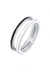Elli Damski Zestaw pierścionków Podstawowy Czarny z emalią w srebrze 925 Sterling Silver Pierścionki 1 ct. Czarne pierścionki Elli, srebrne. Za 238.99 zł.