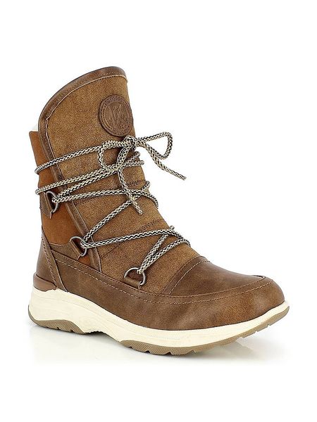 Kimberfeel Botki zimowe "Shaina" w kolorze jasnobrązowym rozmiar: 38. Brązowe botki Kimberfeel, na zimę, bez wzorów, z materiału, bez obcasa, bez zapięcia. Za 309.95 zł.