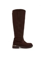 Nine West Kozaki CEO-LB205652-7B Brązowy. Brązowe kozaki Nine West, z materiału, bez obcasa, na płaskiej podeszwie, bez zapięcia. Za 299.99 zł.