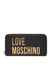 LOVE MOSCHINO Duży Portfel Damski JC5692PP0NKD000A Czarny. Czarne portfele Love Moschino, bez wzorów, ze skóry. Za 489.99 zł.