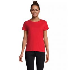 Dopasowana koszulka T-shirt z jerseyu dla kobiet Sol's Pioneer. Czerwone bluzki SOL'S, s, bez wzorów, z jersey, bez kołnierzyka, bez ramiączek. Za 30.50 zł.