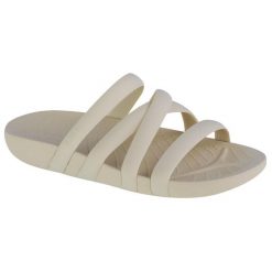 Klapki damskie Crocs Splash Strappy Sandal. Brązowe klapki Crocs, bez wzorów, z materiału, bez obcasa. Za 293.00 zł.