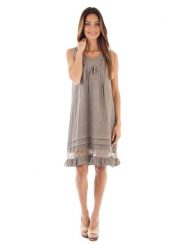 Toutes en lin Lniana sukienka w kolorze szarobrązowym rozmiar: 38/40. Brązowe sukienki Toutes en lin, bez wzorów, klasyczne, bez kołnierzyka, bez ramiączek, midi. Za 121.99 zł.