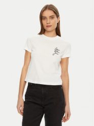 Calvin Klein Jeans T-Shirt Script Institutional J20J224984 Biały Slim Fit. Białe t-shirty Calvin Klein Jeans, m, bez wzorów, z bawełny, bez kołnierzyka, bez ramiączek. Za 109.99 zł.