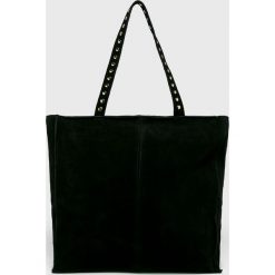 Answear - Torebka skórzana. Czarne shopper ANSWEAR, bez wzorów, ze skóry, casualowe, duże, bez dodatków. W wyprzedaży za 239.90 zł.