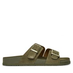 Klapki Tamaris. Brązowe klapki Tamaris, bez wzorów, bez obcasa. Za 229.99 zł.