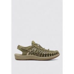 Sandały Keen z innowacyjnym zielonym designem. Zielone sandały Keen, bez wzorów, z materiału, sportowe, bez obcasa, bez zapięcia. Za 508.70 zł.
