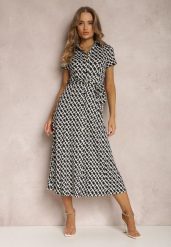 Czarna Sukienka Prixia. Czarne sukienki Renee, m, bez wzorów, z materiału, eleganckie, bez kołnierzyka, bez ramiączek, midi, koszulowe. Za 134.99 zł.