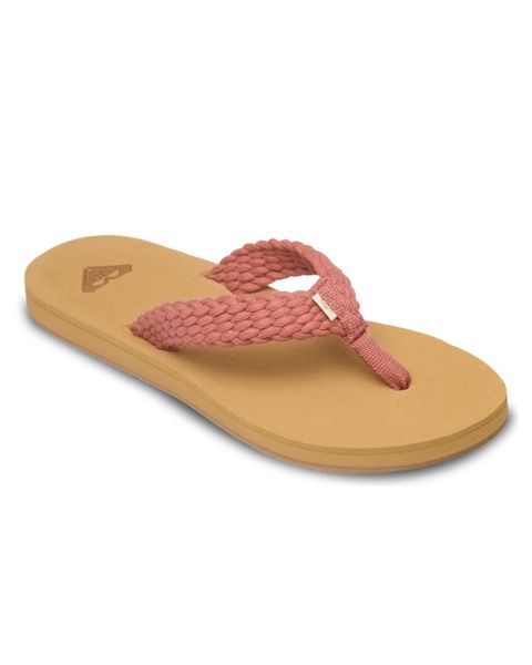 Sandały dla Kobiety PORTO Pomarańczowy. Brązowe sandały Roxy, bez wzorów, z bawełny, bez obcasa, bez zapięcia. Za 129.99 zł.