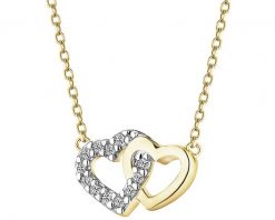 Naszyjnik z żółtego złota z diamentami - serca - 0,03 ct - próba 375. Żółte naszyjniki Apart, z diamentem, złote. Za 1,549.00 zł.
