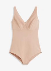 Body bezszwowe, bez fiszbinów, średni stopień modelowania sylwetki. Brązowe body bonprix, bez wzorów. Za 124.99 zł.