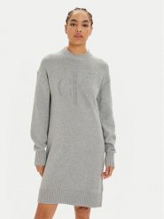 Calvin Klein Jeans Sukienka dzianinowa Intrasia J20J224923 Szary Relaxed Fit. Szare sukienki Calvin Klein Jeans, s, bez wzorów, z bawełny, bez kołnierzyka, bez ramiączek. Za 349.99 zł.