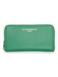 Victor & Hugo Paris Skórzany portfel "Kaya" w kolorze zielonym - 19 x 10 cm rozmiar: onesize. Zielone portfele Victor & Hugo Paris, bez wzorów, z materiału. Za 158.47 zł.