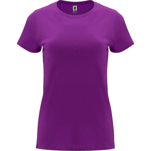 Damska Koszulka Z Krótkim Rękawem Capri. Fioletowe bluzki ROLY, xl, bez wzorów, sportowe, bez kołnierzyka, bez ramiączek. Za 33.99 zł.