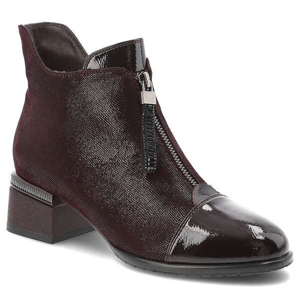 Bordowe Botki S.Barski Stylowe Obuwie Damskie Na Klocku. Czerwone botki S.BARSKI, na zimę, bez wzorów, bez obcasa, na obcasie, bez zapięcia. Za 365.99 zł.
