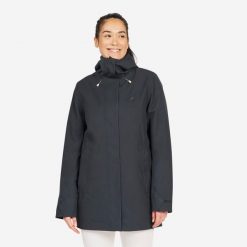Ciepła parka przeciwdeszczowa damska Tribord Sailing 500. Szare kurtki sportowe TRIBORD, m, z materiału, sportowe, bez kaptura. Za 399.99 zł.