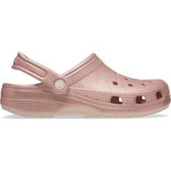 Kapcie CROCS CLASSIC GLITTER CLOG Rose. Czerwone obuwie domowe Crocs, bez wzorów, z gumy, bez zapięcia. Za 237.00 zł.