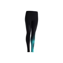 Legginsy do treningu crossowego 900 damskie. Czarne legginsy DOMYOS, l, bez wzorów, z elastanu. Za 109.99 zł.
