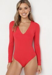 Czerwone Body z Okrągłym Dekoltem i Długim Rękawem Zailea. Czerwone body Born2be, l, bez wzorów, z jeansu. Za 79.99 zł.