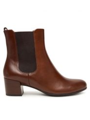 ECCO Botki Dress Classic 20992301014 Brązowy. Brązowe botki ecco, bez wzorów, ze skóry, bez obcasa, na słupku, bez zapięcia. Za 699.99 zł.