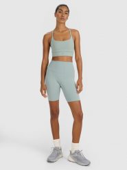 4F Legginsy kolarki treningowe damskie - zielone L. Zielone legginsy 4f, l, bez wzorów, z dzianiny, z podwyższonym stanem, krótkie. Za 99.99 zł.