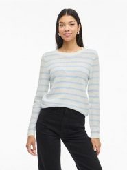 Vila Sweter "Vidalo" w kolorze biało-błękitnym rozmiar: XS. Białe swetry Vila, xs, bez wzorów, z bawełny, bez ramiączek. Za 61.89 zł.