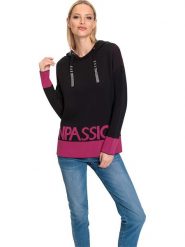 Heine Bluza w kolorze czarno-różowym rozmiar: 42. Czarne bluzy Heine, bez wzorów, z kapturem. Za 87.45 zł.