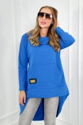 Bluza z długim tyłem i kapturem chabrowy. Niebieskie bluzy KESI, l, bez wzorów, z bawełny. Za 229.98 zł.