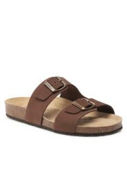 Geox Klapki D Brionia D35LSL00032C6009 Brązowy. Brązowe klapki Geox, bez wzorów, z nubiku, bez obcasa. Za 259.99 zł.