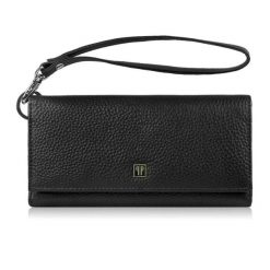 Portfel damski skórzany duży z miejscem na telefon kopertówka damska czarna Paolo Peruzzi T-141-BL. Czarne portfele PAOLO PERUZZI, bez wzorów, ze skóry. Za 89.00 zł.