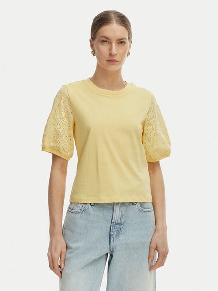 Vero Moda Bluzka Janni 10340706 Żółty Regular Fit. Żółte bluzki Vero Moda, l, bez wzorów, z bawełny, bez kołnierzyka, bez ramiączek. Za 80.99 zł.