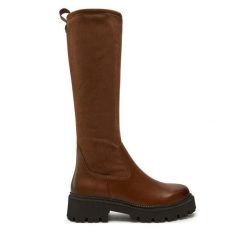 Kozaki Caprice. Brązowe kozaki Caprice, bez obcasa, na płaskiej podeszwie, bez zapięcia. Za 589.99 zł.