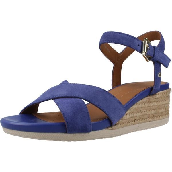 Sandały GEOX D ISCHIA CORDA Niebieski. Niebieskie sandały Geox, bez wzorów, ze skóry, bez obcasa, bez zapięcia. Za 364.99 zł.