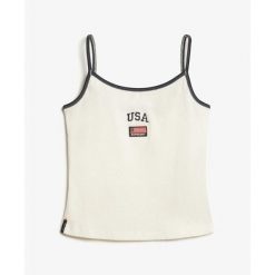 Damski tank top Superdry Athletic Essential. Białe topy Superdry, bez wzorów, bez kołnierzyka, bez ramiączek. W wyprzedaży za 104.80 zł.