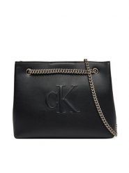 Calvin Klein Jeans Torebka Sculpted Chain Shoulder Bag LV04K3163G Czarny. Czarne torebki klasyczne Calvin Klein Jeans, bez wzorów, z jeansu, bez dodatków. Za 269.99 zł.
