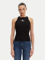 Calvin Klein Jeans Top Monologo J20J225301 Czarny Slim Fit. Czarne topy Calvin Klein Jeans, m, bez wzorów, z bawełny, bez kołnierzyka, bez ramiączek. Za 99.99 zł.
