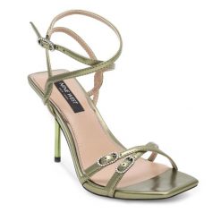 Sandały Nine West. Zielone sandały Nine West, bez wzorów, bez obcasa, na szpilce, bez zapięcia. Za 229.99 zł.