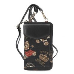 Czarny Portfel Damski Torebka Na Telefon Henney Bear London. Czarne torby na ramię Henney Bear London, z aplikacjami, eleganckie, na ramię, zdobione, bez dodatków. Za 199.00 zł.