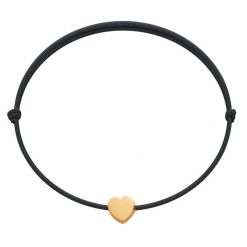 Bransoletka z pozłacanym sercem Etincelle na cienkim czarnym sznurku. Czarne bransoletki Lilou, pozłacane. Za 79.00 zł.