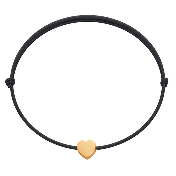 Bransoletka z pozłacanym sercem Etincelle na cienkim czarnym sznurku. Czarne bransoletki Lilou, pozłacane. Za 79.00 zł.
