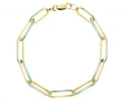 Złota bransoletka z emalią - paper clip. Żółte bransoletki Apart, złote. Za 2,789.00 zł.