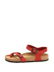 Comfortfusse Skórzane sandały w kolorze czerwonym rozmiar: 37. Czerwone sandały Comfortfüße, bez wzorów, z otwartym noskiem, bez obcasa, bez zapięcia. Za 203.99 zł.